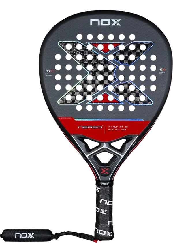 Nox Nerbo + 12K 2026 padel racket - diamond shape, measured medium balance