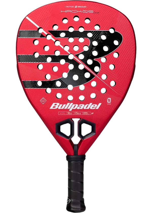 Pala de pádel Bullpadel Hack 05 Comfort 27, forma diamante, caras Fibrix