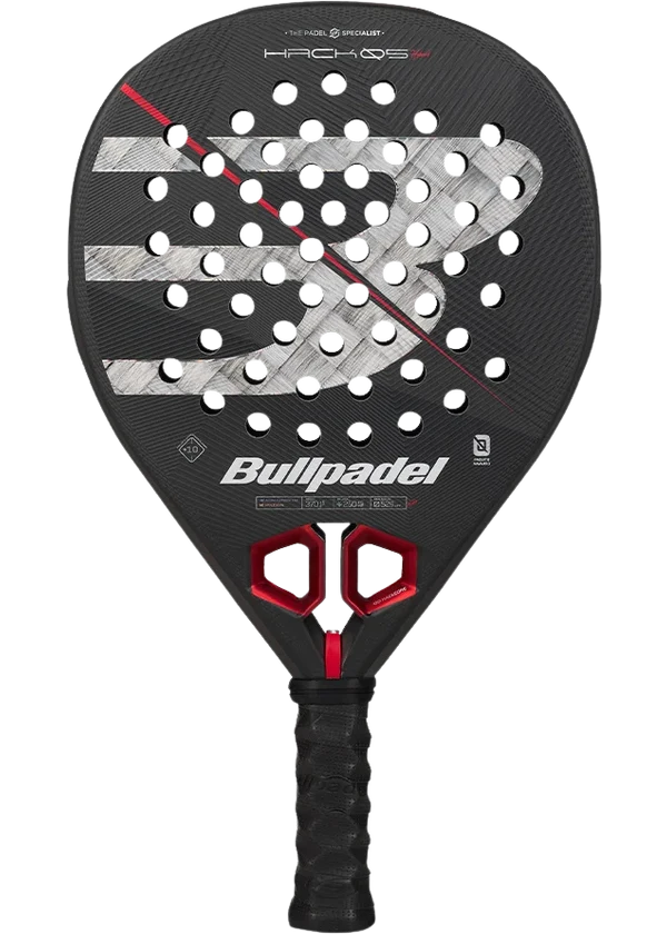 Bullpadel Hack 05 Hybrid 27 padel racket, teardrop shape, 18K carbon
