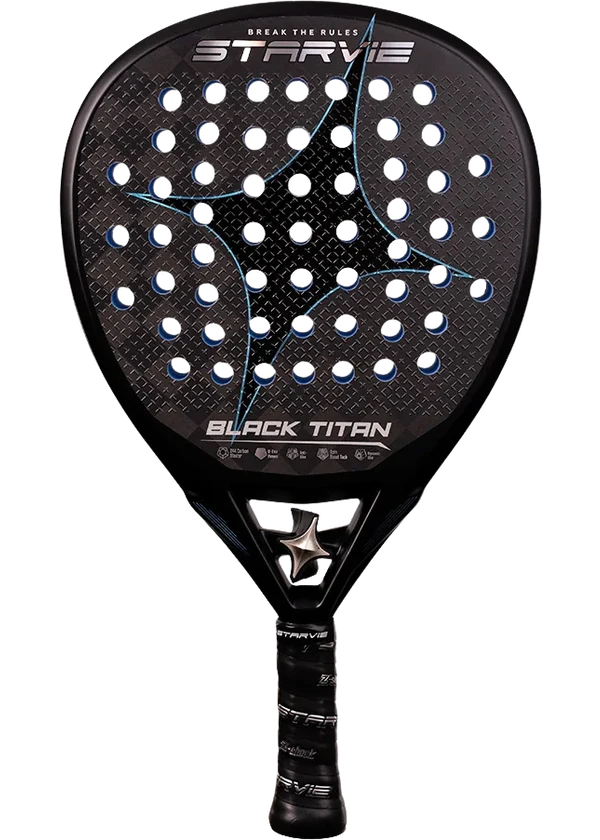 Racchetta da padel StarVie Black Titan Blue 2027, forma lacrima, Carbon Master