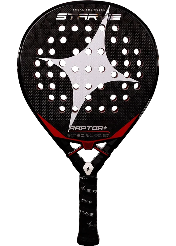 Pala de pádel StarVie Raptor+ 2027, forma lágrima, carbono 3D